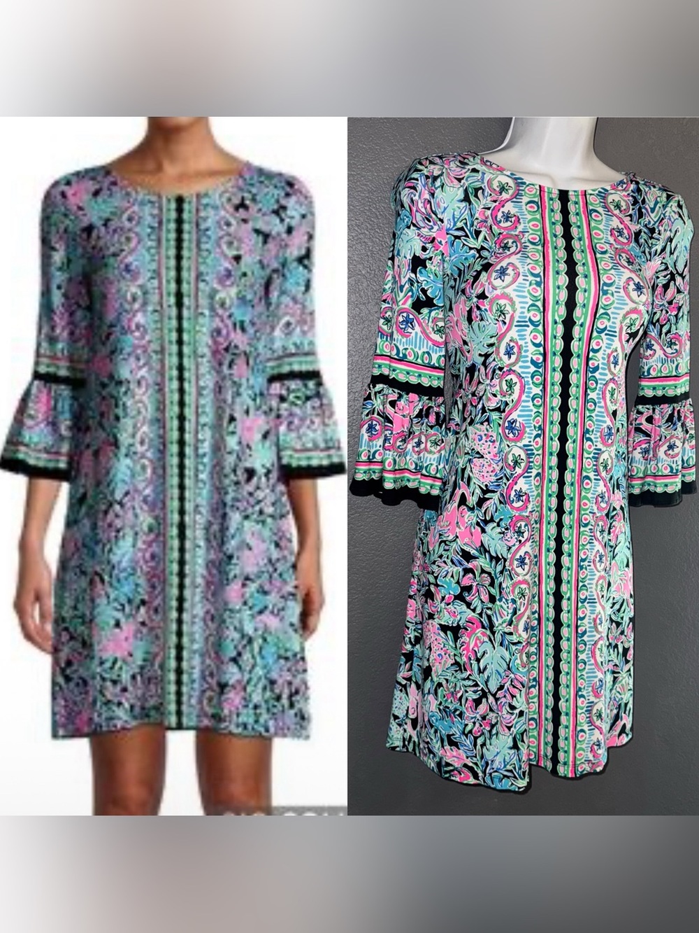 Lilly Pulitzer Blue Green Ophelia Fall Dress Womens XXS